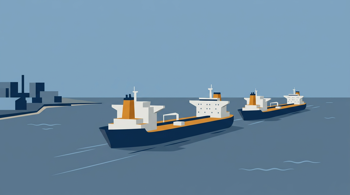 A large product tanker sailing on the open sea, illustrating marine transportation and shipping.