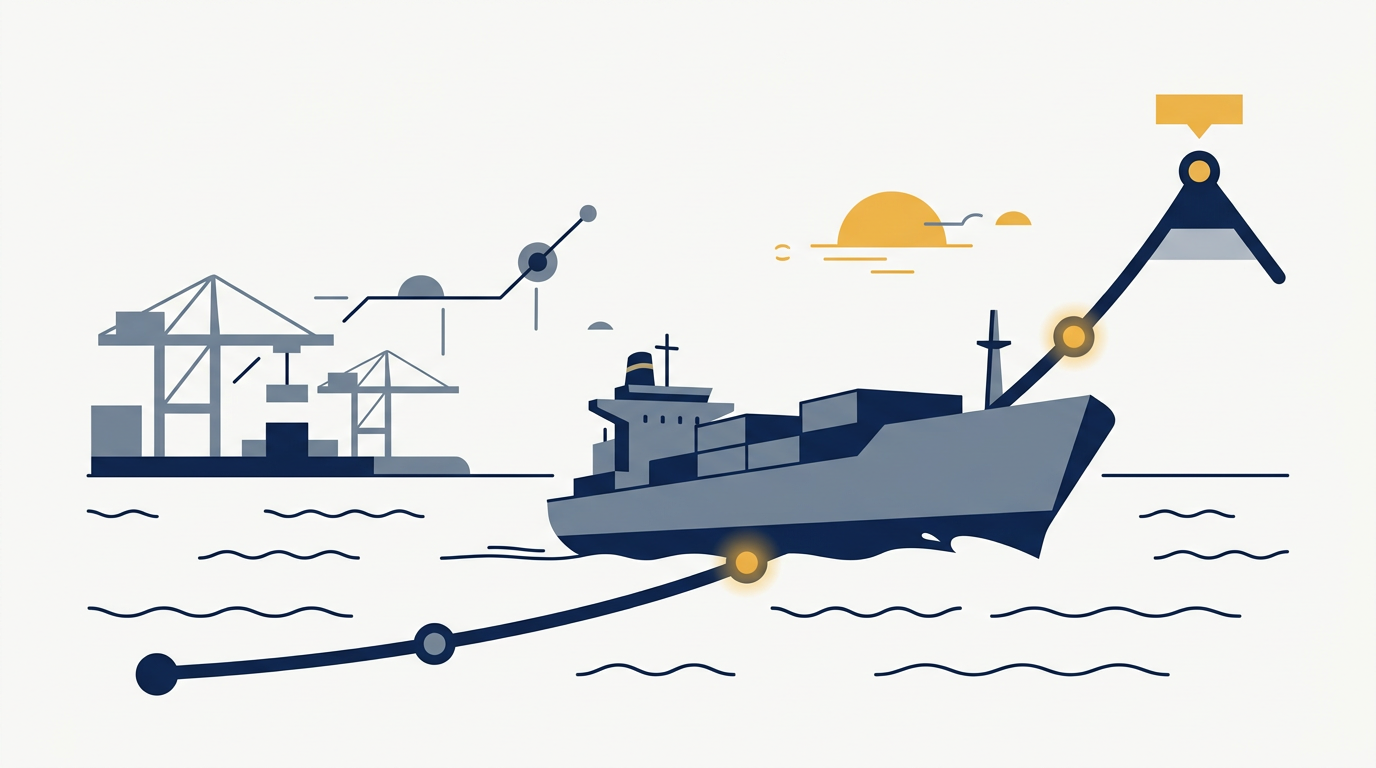 A large bulk carrier ship navigating open waters, laden with cargo.